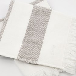 Meraki - Hndklde, Barbarum, Hvide og brune striber -  2 stk 