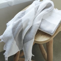 Meraki - Hndklde, Barbarum, Hvide og brune striber -  2 stk 