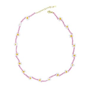 By Str Halskde med sm blomster  Rosa