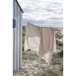  Ib Laursen Hammam hndklde Asger natur med smalle stvbl striber 100x150cm.