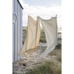 Ib Laursen Hammam hndklde Otto natur med smalle stvgrnne striber 100x150cm.