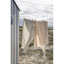 Ib Laursen Hammam hndklde Sofia natur med smalle malva striber 100x150cm.