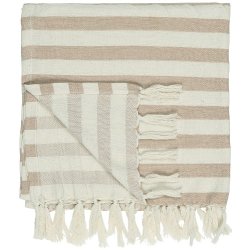 Ib Laursen Hammam hndklde med frynser burned rose striber 100x150cm.