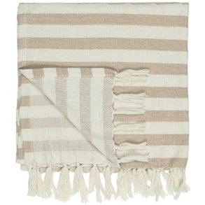 Ib Laursen Hammam hndklde med frynser burned rose striber 100x150cm.