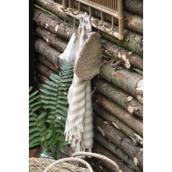 Ib Laursen Hammam hndklde med frynser burned rose striber 100x150cm.