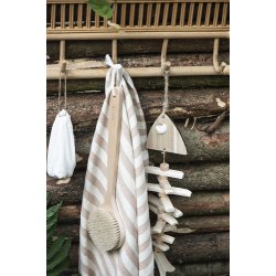 Ib Laursen Hammam hndklde med frynser burned rose striber 100x150cm.