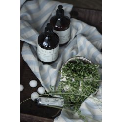 Ib Laursen Hammam hndklde med frynser lysebl striber 50x100cm.