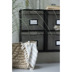 Ib Laursen Hammam hndklde med frynser lysebl striber 50x100cm.