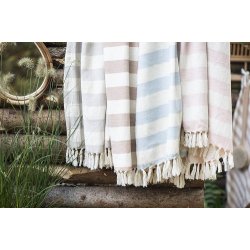 Ib Laursen Hammam hndklde med frynser lyserde striber 100x150cm.