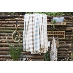 Ib Laursen Hammam hndklde med frynser lyserde striber 100x150cm.