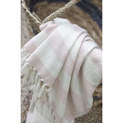 Ib Laursen Hammam hndklde med frynser lyserde striber 100x150cm.