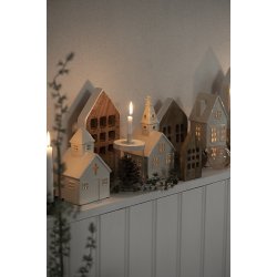 Ib Laursen Hus stende med 8 vinduer hvid side (Hjde 21,5 cm)