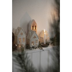 Ib Laursen Hus til fyrfadslys Stillenat buet vinduer creme