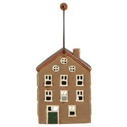 Ib Laursen Hus til fyrfadslys Nyhavn med trhank, brun dr