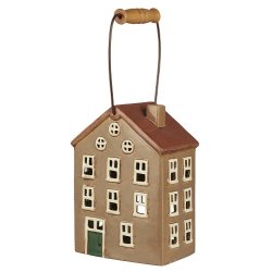 Ib Laursen Hus til fyrfadslys Nyhavn med trhank, brun dr