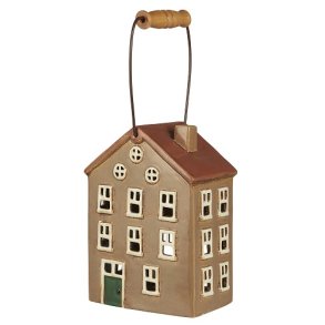 Ib Laursen Hus til fyrfadslys Nyhavn med trhank, brun dr