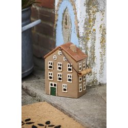 Ib Laursen Hus til fyrfadslys Nyhavn med trhank, brun dr