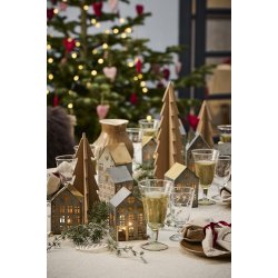 Ib Laursen Hus til fyrfadslys Stillenat 3 ass, metal/messing 1 stk.