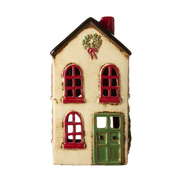 Ib Laursen Hus til fyrfadslys Stillenat grn dr og krans i toppen