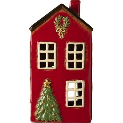 Ib Laursen Hus til fyrfadslys Stillenat juletr foran huset