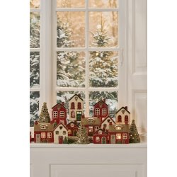 Ib Laursen Hus til fyrfadslys stillenat rdt tag og juletr foran huset