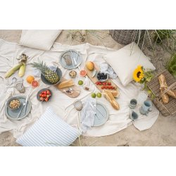 Ib Laursen Hyndebetrk August natur med bl og hvide striber 45x45 cm