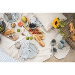 Ib Laursen Hyndebetrk August natur med bl og hvide striber 45x45 cm