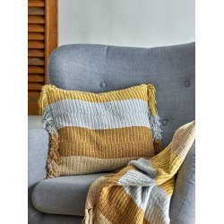 Bloomingville - Isnel Plaid, Gul - Genanvendt Bomuld - 160x130 cm.