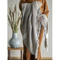 Bloomingville - Isnel Plaid, Natur - Genanvendt Bomuld - 160x130 cm.