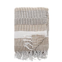 Bloomingville - Isnel Plaid, Natur - Genanvendt Bomuld - 160x130 cm.