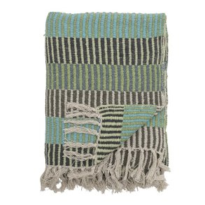 Bloomingville - Isnel Plaid, tppe bl, Genanvendt Bomuld 160x130 cm. 