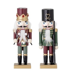 Bloomingville - N�ddekn�kker lysestage, Issak Lysestage, Gr�n, Tr� - s�t af 2 - 21cm.