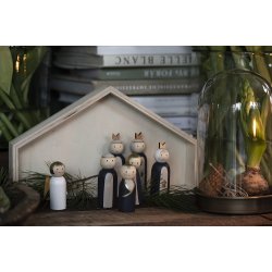 Ib Laursen Julekrybbe med 7 trfigurer hndmalet