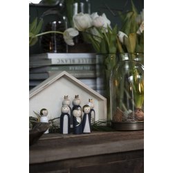 Ib Laursen Julekrybbe med 7 trfigurer hndmalet