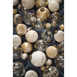 Ib Laursen Julekugle stor klar med guldfarvet indgravering 5 varianter , 1 stk.