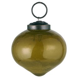 Ib Laursen Julekugle bubbled glas l�gformet autumn green 5,4cm.