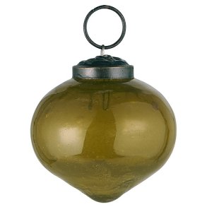 Ib Laursen Julekugle bubbled glas l�gformet autumn green 5,4cm.