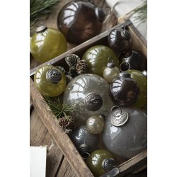 Ib Laursen Julekugle bubbled glas l�gformet autumn green 5,4cm.