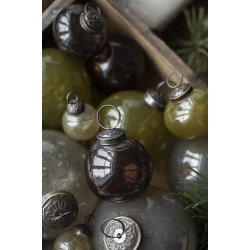 Ib Laursen Julekugle bubbled glas l�gformet autumn green 5,4cm.