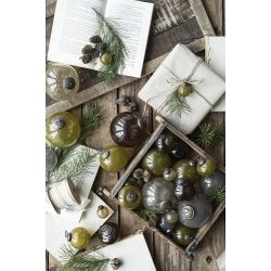 Ib Laursen Julekugle bubbled glas l�gformet autumn green 5,4cm.