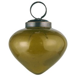 Ib Laursen Julekugle bubbled glas lgformet autumn green 6 cm.