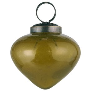 Ib Laursen Julekugle bubbled glas lgformet autumn green 6 cm.