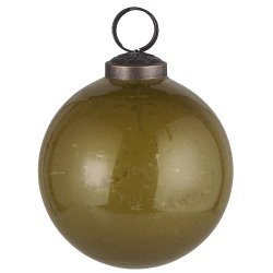 Ib Laursen Julekugle pebbled glas autumn green 8 cm.