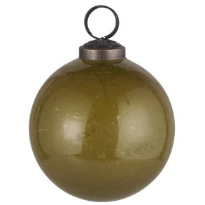 Ib Laursen Julekugle pebbled glas autumn green 8 cm.