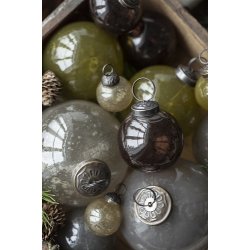 Ib Laursen Julekugle pebbled glas autumn green 8 cm.