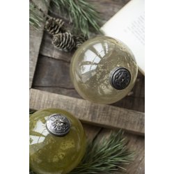 Ib Laursen Julekugle pebbled glas autumn green 8 cm.