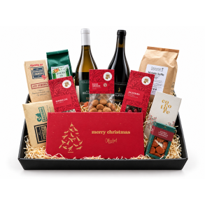 Stor luksus gavekurv med l�kker vin og masser af julegodter 