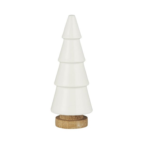Ib Laursen - Juletr stende hvid emaljemalet 17 cm