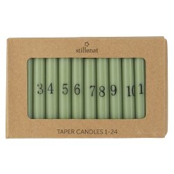 Ib Laursen Kalenderlys 1-24 stvgrn julelys - kertelys med sorte tal, 24 stk