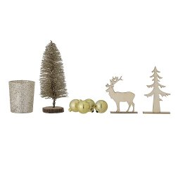 Bloomingville -Julepynt Kanz Deko, Grn, Krydsfiner og glas. St med 5 stk